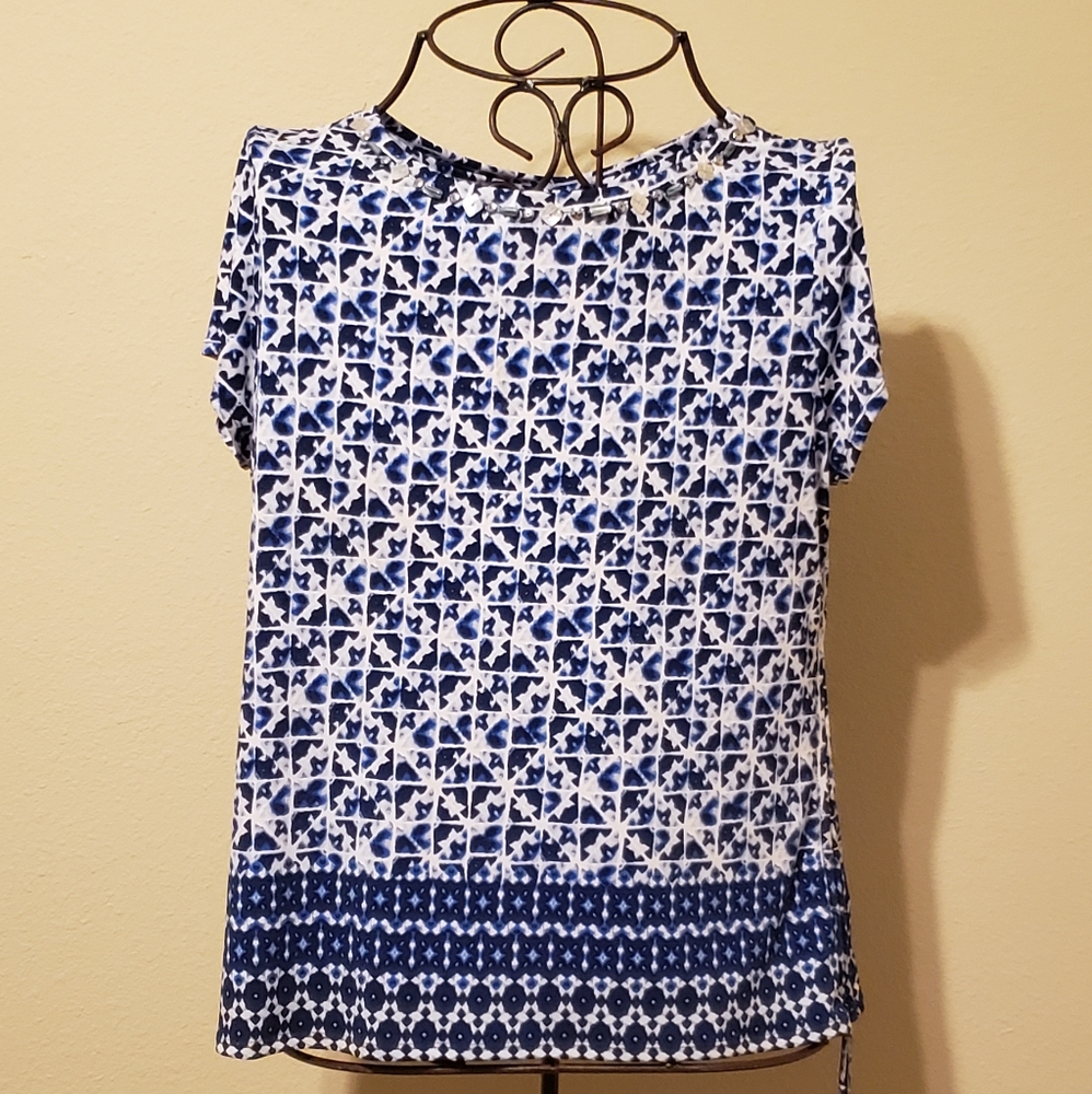Ruby Rd. Short Sleeve Beaded Blouse